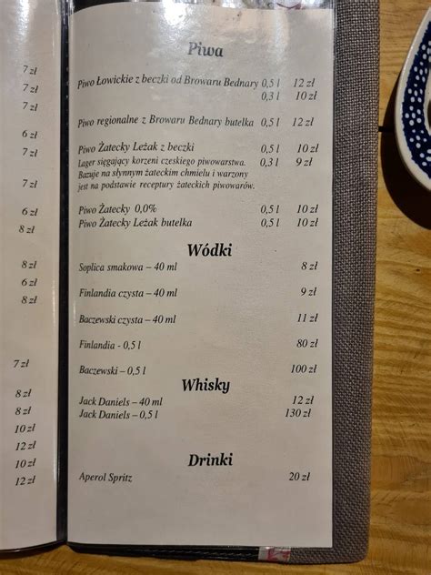 oberża pod złotym prosiakiem menu|Menu